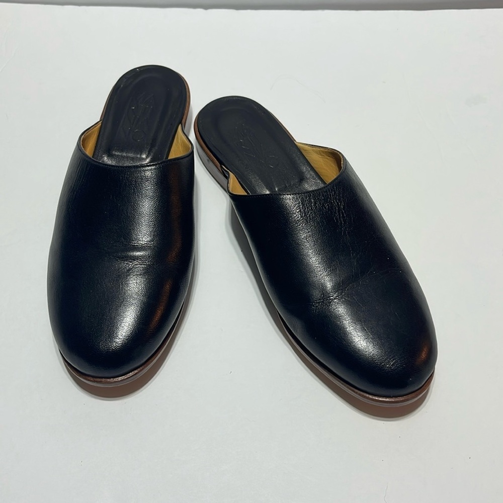 COPY - Martiniano Black Leather Slide on Mules Flats Size 38 US 7.5-8